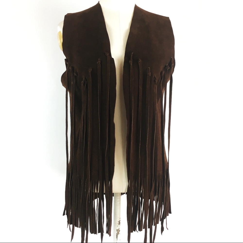 [VTG] Suede Boho Festival Vest W/ Fringe